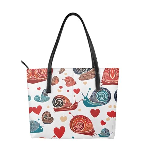 Handtasche mit niedlichem Schnecken-Druck, hochwertiges PU-Leder, wasserdicht und langlebig, perfekt für Reisen, Arbeit und Freizeit, Schwarz, Einheitsgröße Handtasche mit niedlichem Schnecken-Druck, hochwertiges PU-Leder, wasserdicht und langlebig, perfekt für Reisen, Arbeit und Freizeit, Schwarz, Einheitsgröße von ZWLPNZZD