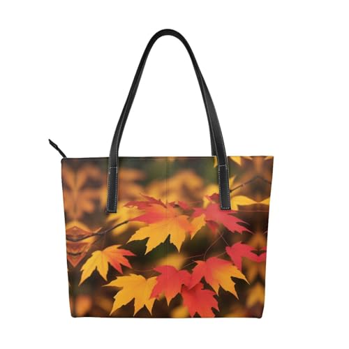 Handtasche mit rotem Ahornblatt-Druck, hochwertiges PU-Leder, wasserdicht und langlebig, perfekt für Reisen, Arbeit und Freizeit, Schwarz, Einheitsgröße Handtasche mit rotem Ahornblatt-Druck, hochwertiges PU-Leder, wasserdicht und langlebig, perfekt für Reisen, Arbeit und Freizeit, Schwarz, Einheitsgröße von ZWLPNZZD