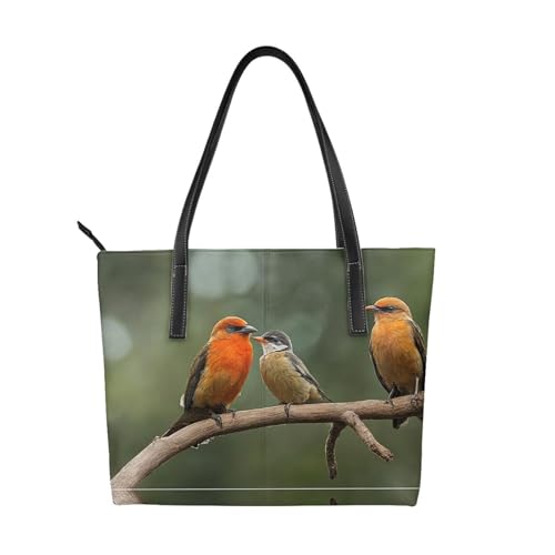 Handtasche mit rotem Vogeldruck, hochwertiges PU-Leder, wasserdicht und langlebig, perfekt für Reisen, Arbeit und Freizeit, Schwarz, Einheitsgröße Handtasche mit rotem Vogeldruck, hochwertiges PU-Leder, wasserdicht und langlebig, perfekt für Reisen, Arbeit und Freizeit, Schwarz, Einheitsgröße von ZWLPNZZD