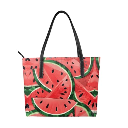 Handtasche mit rotem Wassermelonen-Druck, hochwertiges PU-Leder, wasserdicht und langlebig, perfekt für Reisen, Arbeit und Freizeit, Schwarz, Einheitsgröße Handtasche mit rotem Wassermelonen-Druck, hochwertiges PU-Leder, wasserdicht und langlebig, perfekt für Reisen, Arbeit und Freizeit, Schwarz, Einheitsgröße von ZWLPNZZD