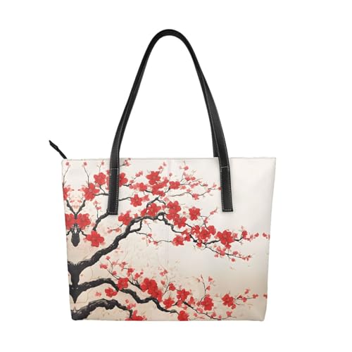 Japanische Handtasche mit Blumendruck, hochwertiges PU-Leder, wasserdicht und langlebig, perfekt für Reisen, Arbeit und Freizeit, Schwarz, Einheitsgröße Japanische Handtasche mit Blumendruck, hochwertiges PU-Leder, wasserdicht und langlebig, perfekt für Reisen, Arbeit und Freizeit, Schwarz, Einheitsgröße von ZWLPNZZD