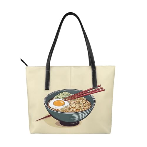 Köstliche Handtasche mit süßem Ramen-Druck, hochwertiges PU-Leder, wasserdicht und langlebig, perfekt für Reisen, Arbeit und Freizeit, Schwarz, Einheitsgröße Köstliche Handtasche mit süßem Ramen-Druck, hochwertiges PU-Leder, wasserdicht und langlebig, perfekt für Reisen, Arbeit und Freizeit, Schwarz, Einheitsgröße von ZWLPNZZD