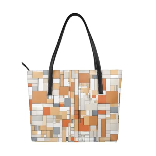 Mid Century Handtasche mit modernem Druck, hochwertiges PU-Leder, wasserdicht und langlebig, perfekt für Reisen, Arbeit und Freizeit, Schwarz, Einheitsgröße Mid Century Handtasche mit modernem Druck, hochwertiges PU-Leder, wasserdicht und langlebig, perfekt für Reisen, Arbeit und Freizeit, Schwarz, Einheitsgröße von ZWLPNZZD