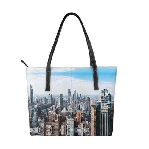 New York Fashion City Print Handtasche aus hochwertigem PU-Leder, wasserdicht und langlebig, perfekt für Reisen, Arbeit und Freizeit, Schwarz, Einheitsgröße New York Fashion City Print Handtasche aus hochwertigem PU-Leder, wasserdicht und langlebig, perfekt für Reisen, Arbeit und Freizeit, Schwarz, Einheitsgröße von ZWLPNZZD
