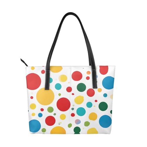 Twister Handtasche mit Punktemuster, hochwertiges PU-Leder, wasserdicht und langlebig, perfekt für Reisen, Arbeit und Freizeit, Schwarz, Einheitsgröße von ZWLPNZZD