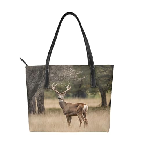 ZWLPNZZD Free Whitetail Handtasche mit Hirschdruck, hochwertiges PU-Leder, wasserdicht und langlebig, perfekt für Reisen, Arbeit und Freizeit, Schwarz, Einheitsgröße ZWLPNZZD Free Whitetail Handtasche mit Hirschdruck, hochwertiges PU-Leder, wasserdicht und langlebig, perfekt für Reisen, Arbeit und Freizeit, Schwarz, Einheitsgröße von ZWLPNZZD