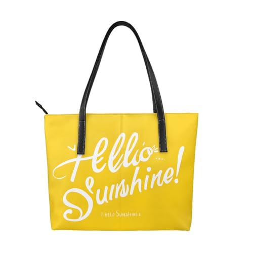 ZWLPNZZD Goodlooking Hello Print Handtasche, hochwertiges PU-Leder, wasserdicht und langlebig, perfekt für Reisen, Arbeit und Freizeit, Schwarz, Einheitsgröße von ZWLPNZZD