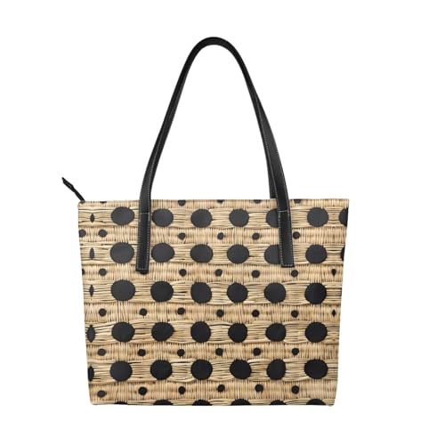 ZWLPNZZD Handtasche aus geflochtenem Korbgeflecht, hochwertiges PU-Leder, wasserdicht und langlebig, perfekt für Reisen, Arbeit und Freizeit, Schwarz, Einheitsgröße von ZWLPNZZD