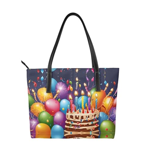 ZWLPNZZD Handtasche mit Aufdruck "Happy Birthday", hochwertiges PU-Leder, wasserdicht und langlebig, perfekt für Reisen, Arbeit und Freizeit, Schwarz, Einheitsgröße ZWLPNZZD Handtasche mit Aufdruck "Happy Birthday", hochwertiges PU-Leder, wasserdicht und langlebig, perfekt für Reisen, Arbeit und Freizeit, Schwarz, Einheitsgröße von ZWLPNZZD