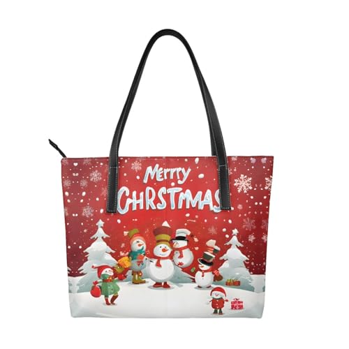 ZWLPNZZD Handtasche mit Aufdruck "Merry Christmas", hochwertiges PU-Leder, wasserdicht und langlebig, perfekt für Reisen, Arbeit und Freizeit, Schwarz, Einheitsgröße ZWLPNZZD Handtasche mit Aufdruck "Merry Christmas", hochwertiges PU-Leder, wasserdicht und langlebig, perfekt für Reisen, Arbeit und Freizeit, Schwarz, Einheitsgröße von ZWLPNZZD