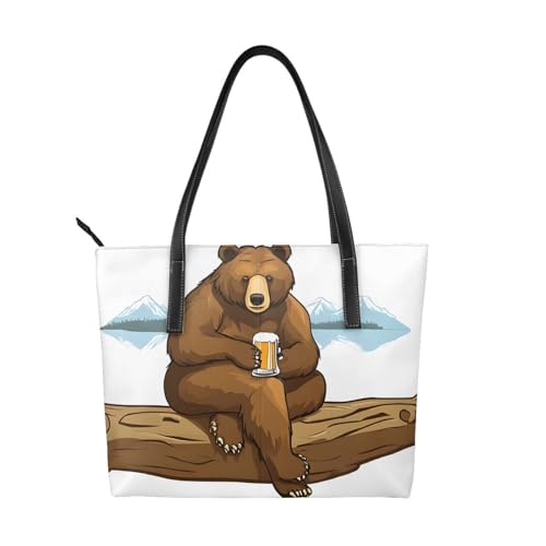 ZWLPNZZD Handtasche mit Bären-Aufdruck, hochwertiges PU-Leder, wasserdicht und langlebig, perfekt für Reisen, Arbeit und Freizeit, Schwarz, Einheitsgröße ZWLPNZZD Handtasche mit Bären-Aufdruck, hochwertiges PU-Leder, wasserdicht und langlebig, perfekt für Reisen, Arbeit und Freizeit, Schwarz, Einheitsgröße von ZWLPNZZD