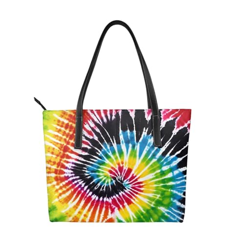 ZWLPNZZD Handtasche mit Batikmuster und Hippie-Druck, hochwertiges PU-Leder, wasserdicht und langlebig, perfekt für Reisen, Arbeit und Freizeit, Schwarz, Einheitsgröße ZWLPNZZD Handtasche mit Batikmuster und Hippie-Druck, hochwertiges PU-Leder, wasserdicht und langlebig, perfekt für Reisen, Arbeit und Freizeit, Schwarz, Einheitsgröße von ZWLPNZZD