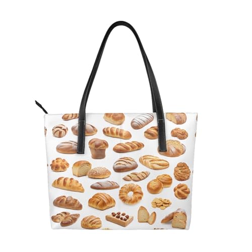 ZWLPNZZD Handtasche mit Brotaufdruck, hochwertiges PU-Leder, wasserdicht und langlebig, perfekt für Reisen, Arbeit und Freizeit, Schwarz, Einheitsgröße ZWLPNZZD Handtasche mit Brotaufdruck, hochwertiges PU-Leder, wasserdicht und langlebig, perfekt für Reisen, Arbeit und Freizeit, Schwarz, Einheitsgröße von ZWLPNZZD