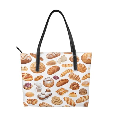 ZWLPNZZD Handtasche mit Brotaufdruck, hochwertiges PU-Leder, wasserdicht und langlebig, perfekt für Reisen, Arbeit und Freizeit, Schwarz, Einheitsgröße ZWLPNZZD Handtasche mit Brotaufdruck, hochwertiges PU-Leder, wasserdicht und langlebig, perfekt für Reisen, Arbeit und Freizeit, Schwarz, Einheitsgröße von ZWLPNZZD