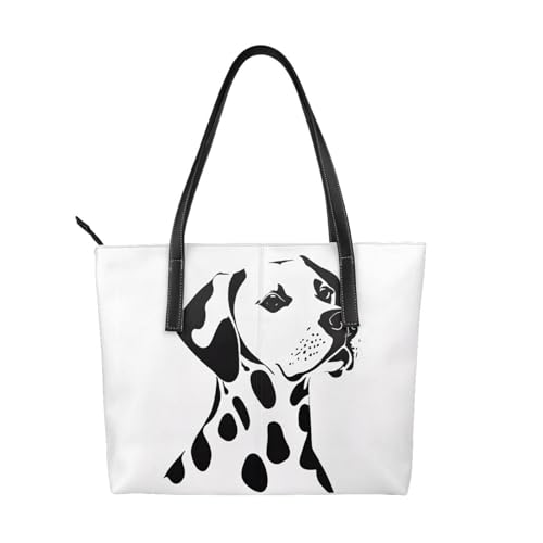 ZWLPNZZD Handtasche mit Dalmatiner-Druck, hochwertiges PU-Leder, wasserdicht und langlebig, perfekt für Reisen, Arbeit und Freizeit, Schwarz, Einheitsgröße von ZWLPNZZD