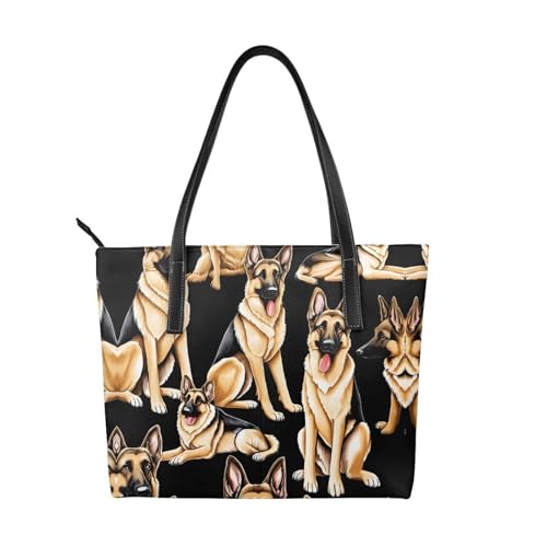 ZWLPNZZD Handtasche mit Deutschem Schäferhund, hochwertiges PU-Leder, wasserdicht und langlebig, perfekt für Reisen, Arbeit und Freizeit, Schwarz, Einheitsgröße ZWLPNZZD Handtasche mit Deutschem Schäferhund, hochwertiges PU-Leder, wasserdicht und langlebig, perfekt für Reisen, Arbeit und Freizeit, Schwarz, Einheitsgröße von ZWLPNZZD