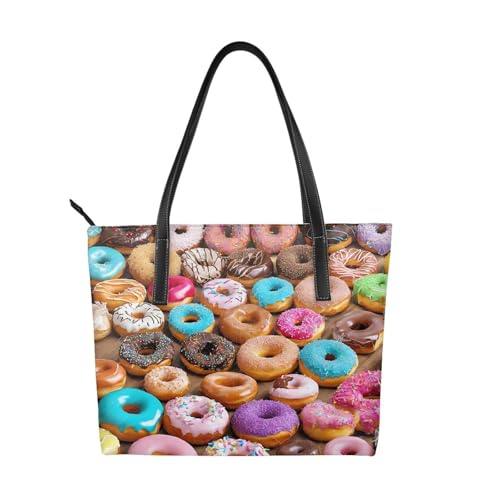 ZWLPNZZD Handtasche mit Donut-Druck, hochwertiges PU-Leder, wasserdicht und langlebig, perfekt für Reisen, Arbeit und Freizeit, Schwarz, Einheitsgröße ZWLPNZZD Handtasche mit Donut-Druck, hochwertiges PU-Leder, wasserdicht und langlebig, perfekt für Reisen, Arbeit und Freizeit, Schwarz, Einheitsgröße von ZWLPNZZD
