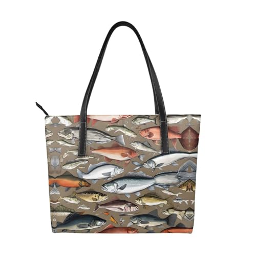 ZWLPNZZD Handtasche mit Fischköderdruck, hochwertiges PU-Leder, wasserdicht und langlebig, perfekt für Reisen, Arbeit und Freizeit, Schwarz, Einheitsgröße ZWLPNZZD Handtasche mit Fischköderdruck, hochwertiges PU-Leder, wasserdicht und langlebig, perfekt für Reisen, Arbeit und Freizeit, Schwarz, Einheitsgröße von ZWLPNZZD