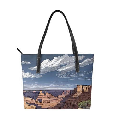 ZWLPNZZD Handtasche mit Grand Canyon-Druck, hochwertiges PU-Leder, wasserdicht und langlebig, perfekt für Reisen, Arbeit und Freizeit, Schwarz, Einheitsgröße ZWLPNZZD Handtasche mit Grand Canyon-Druck, hochwertiges PU-Leder, wasserdicht und langlebig, perfekt für Reisen, Arbeit und Freizeit, Schwarz, Einheitsgröße von ZWLPNZZD