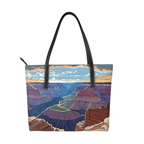ZWLPNZZD Handtasche mit Grand Canyon-Druck, hochwertiges PU-Leder, wasserdicht und langlebig, perfekt für Reisen, Arbeit und Freizeit, Schwarz, Einheitsgröße ZWLPNZZD Handtasche mit Grand Canyon-Druck, hochwertiges PU-Leder, wasserdicht und langlebig, perfekt für Reisen, Arbeit und Freizeit, Schwarz, Einheitsgröße von ZWLPNZZD