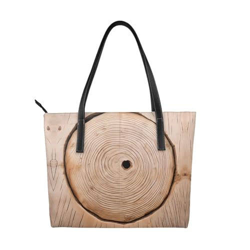 ZWLPNZZD Handtasche mit Holzmaserung, hochwertiges PU-Leder, wasserdicht und langlebig, perfekt für Reisen, Arbeit und Freizeit, Schwarz, Einheitsgröße von ZWLPNZZD