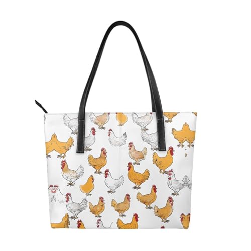ZWLPNZZD Handtasche mit Hühnerbrut, hochwertiges PU-Leder, wasserdicht und langlebig, perfekt für Reisen, Arbeit und Freizeit, Schwarz, Einheitsgröße ZWLPNZZD Handtasche mit Hühnerbrut, hochwertiges PU-Leder, wasserdicht und langlebig, perfekt für Reisen, Arbeit und Freizeit, Schwarz, Einheitsgröße von ZWLPNZZD