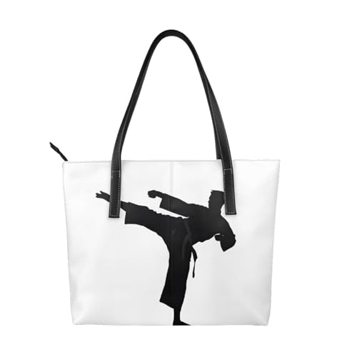 ZWLPNZZD Handtasche mit Karate-Druck, hochwertiges PU-Leder, wasserdicht und langlebig, perfekt für Reisen, Arbeit und Freizeit, Schwarz, Einheitsgröße ZWLPNZZD Handtasche mit Karate-Druck, hochwertiges PU-Leder, wasserdicht und langlebig, perfekt für Reisen, Arbeit und Freizeit, Schwarz, Einheitsgröße von ZWLPNZZD
