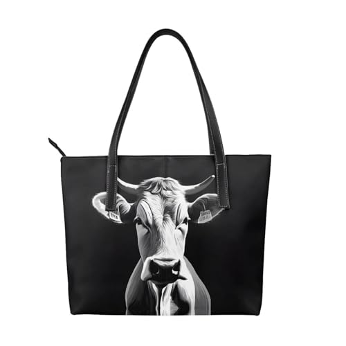 ZWLPNZZD Handtasche mit Kuhmuster, hochwertiges PU-Leder, wasserdicht und langlebig, perfekt für Reisen, Arbeit und Freizeit, Schwarz, Einheitsgröße ZWLPNZZD Handtasche mit Kuhmuster, hochwertiges PU-Leder, wasserdicht und langlebig, perfekt für Reisen, Arbeit und Freizeit, Schwarz, Einheitsgröße von ZWLPNZZD