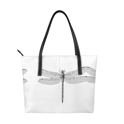 ZWLPNZZD Handtasche mit Libellen-Druck, hochwertiges PU-Leder, wasserdicht und langlebig, perfekt für Reisen, Arbeit und Freizeit, Schwarz, Einheitsgröße ZWLPNZZD Handtasche mit Libellen-Druck, hochwertiges PU-Leder, wasserdicht und langlebig, perfekt für Reisen, Arbeit und Freizeit, Schwarz, Einheitsgröße von ZWLPNZZD