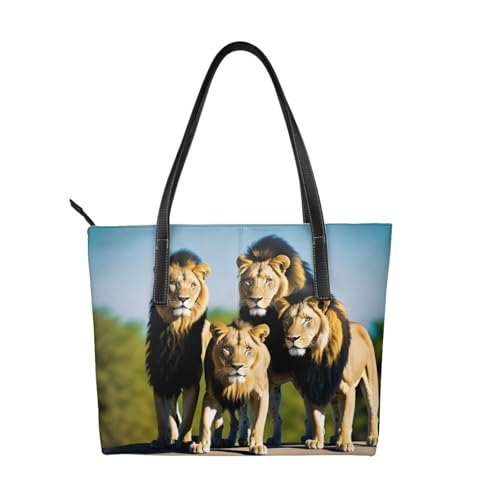 ZWLPNZZD Handtasche mit Löwen-Aufdruck, hochwertiges PU-Leder, wasserdicht und langlebig, perfekt für Reisen, Arbeit und Freizeit, Schwarz, Einheitsgröße ZWLPNZZD Handtasche mit Löwen-Aufdruck, hochwertiges PU-Leder, wasserdicht und langlebig, perfekt für Reisen, Arbeit und Freizeit, Schwarz, Einheitsgröße von ZWLPNZZD