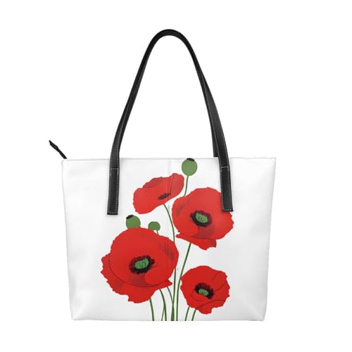 ZWLPNZZD Handtasche mit Mohnblumen-Druck, hochwertiges PU-Leder, wasserdicht und langlebig, perfekt für Reisen, Arbeit und Freizeit, Schwarz, Einheitsgröße ZWLPNZZD Handtasche mit Mohnblumen-Druck, hochwertiges PU-Leder, wasserdicht und langlebig, perfekt für Reisen, Arbeit und Freizeit, Schwarz, Einheitsgröße von ZWLPNZZD