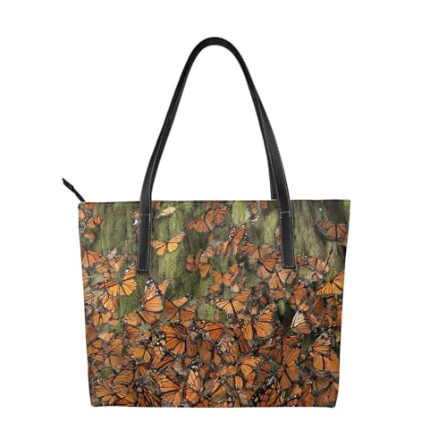 ZWLPNZZD Handtasche mit Monarch-Schmetterlings-Aufdruck, hochwertiges PU-Leder, wasserdicht und langlebig, perfekt für Reisen, Arbeit und Freizeit, Schwarz, Einheitsgröße ZWLPNZZD Handtasche mit Monarch-Schmetterlings-Aufdruck, hochwertiges PU-Leder, wasserdicht und langlebig, perfekt für Reisen, Arbeit und Freizeit, Schwarz, Einheitsgröße von ZWLPNZZD