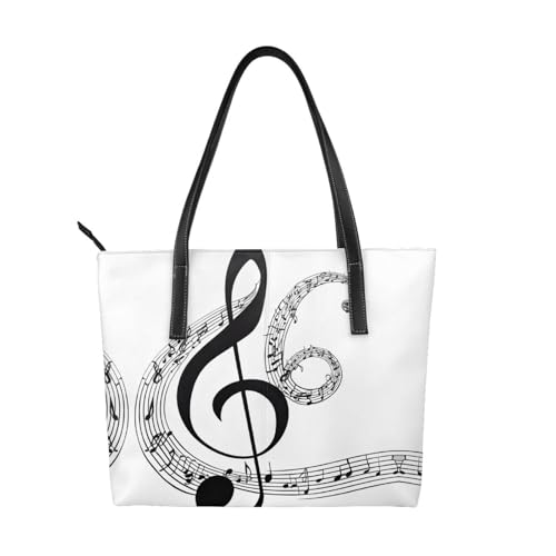 ZWLPNZZD Handtasche mit Musikdruck, hochwertiges PU-Leder, wasserdicht und langlebig, perfekt für Reisen, Arbeit und Freizeit, Schwarz, Einheitsgröße ZWLPNZZD Handtasche mit Musikdruck, hochwertiges PU-Leder, wasserdicht und langlebig, perfekt für Reisen, Arbeit und Freizeit, Schwarz, Einheitsgröße von ZWLPNZZD