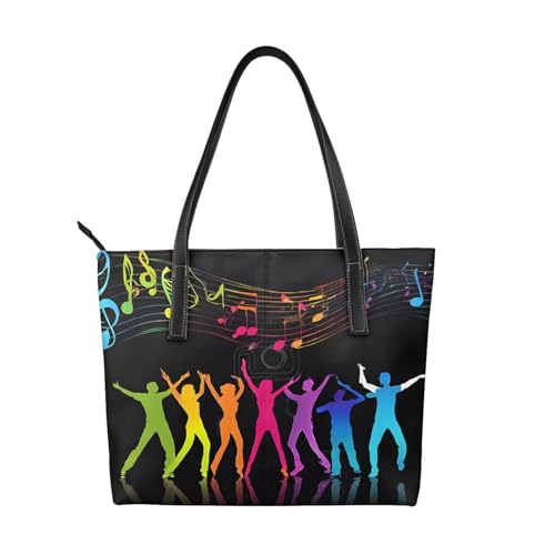 ZWLPNZZD Handtasche mit Musikdruck, hochwertiges PU-Leder, wasserdicht und langlebig, perfekt für Reisen, Arbeit und Freizeit, Schwarz, Einheitsgröße ZWLPNZZD Handtasche mit Musikdruck, hochwertiges PU-Leder, wasserdicht und langlebig, perfekt für Reisen, Arbeit und Freizeit, Schwarz, Einheitsgröße von ZWLPNZZD