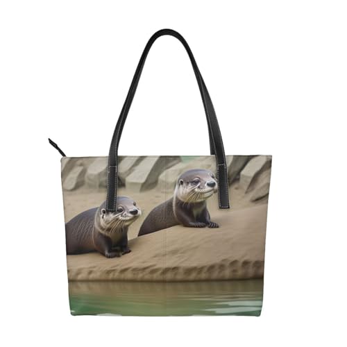 ZWLPNZZD Handtasche mit Otter-Druck, hochwertiges PU-Leder, wasserdicht und langlebig, perfekt für Reisen, Arbeit und Freizeit, Schwarz, Einheitsgröße ZWLPNZZD Handtasche mit Otter-Druck, hochwertiges PU-Leder, wasserdicht und langlebig, perfekt für Reisen, Arbeit und Freizeit, Schwarz, Einheitsgröße von ZWLPNZZD