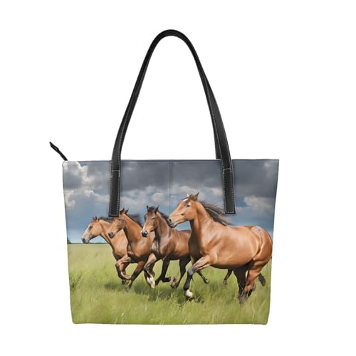 ZWLPNZZD Handtasche mit Pferdemotiv, hochwertiges PU-Leder, wasserdicht und langlebig, perfekt für Reisen, Arbeit und Freizeit, Schwarz, Einheitsgröße ZWLPNZZD Handtasche mit Pferdemotiv, hochwertiges PU-Leder, wasserdicht und langlebig, perfekt für Reisen, Arbeit und Freizeit, Schwarz, Einheitsgröße von ZWLPNZZD