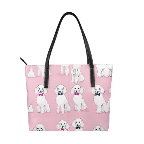 ZWLPNZZD Handtasche mit Pudel-Motiv, hochwertiges PU-Leder, wasserdicht und langlebig, perfekt für Reisen, Arbeit und Freizeit, Schwarz, Einheitsgröße ZWLPNZZD Handtasche mit Pudel-Motiv, hochwertiges PU-Leder, wasserdicht und langlebig, perfekt für Reisen, Arbeit und Freizeit, Schwarz, Einheitsgröße von ZWLPNZZD