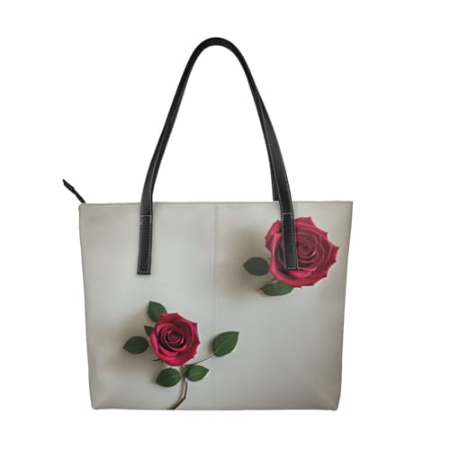 ZWLPNZZD Handtasche mit Rosenmuster, hochwertiges PU-Leder, wasserdicht und langlebig, perfekt für Reisen, Arbeit und Freizeit, Schwarz, Einheitsgröße ZWLPNZZD Handtasche mit Rosenmuster, hochwertiges PU-Leder, wasserdicht und langlebig, perfekt für Reisen, Arbeit und Freizeit, Schwarz, Einheitsgröße von ZWLPNZZD