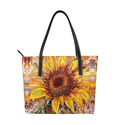 ZWLPNZZD Handtasche mit Sonnenblumen-Druck, hochwertiges PU-Leder, wasserdicht und langlebig, perfekt für Reisen, Arbeit und Freizeit, Schwarz, Einheitsgröße ZWLPNZZD Handtasche mit Sonnenblumen-Druck, hochwertiges PU-Leder, wasserdicht und langlebig, perfekt für Reisen, Arbeit und Freizeit, Schwarz, Einheitsgröße von ZWLPNZZD