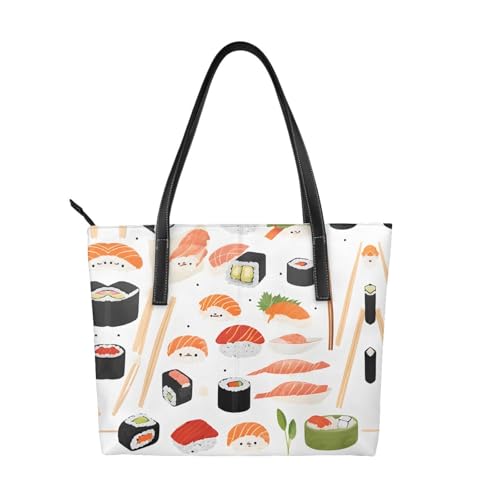 ZWLPNZZD Handtasche mit Sushi-Lebensmittelmuster, hochwertiges PU-Leder, wasserdicht und langlebig, perfekt für Reisen, Arbeit und Freizeit, Schwarz, Einheitsgröße ZWLPNZZD Handtasche mit Sushi-Lebensmittelmuster, hochwertiges PU-Leder, wasserdicht und langlebig, perfekt für Reisen, Arbeit und Freizeit, Schwarz, Einheitsgröße von ZWLPNZZD