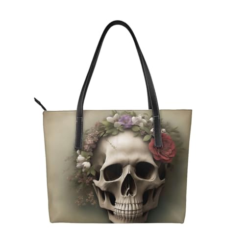 ZWLPNZZD Handtasche mit Totenkopf-Blumendruck, hochwertiges PU-Leder, wasserdicht und langlebig, perfekt für Reisen, Arbeit und Freizeit, Schwarz, Einheitsgröße ZWLPNZZD Handtasche mit Totenkopf-Blumendruck, hochwertiges PU-Leder, wasserdicht und langlebig, perfekt für Reisen, Arbeit und Freizeit, Schwarz, Einheitsgröße von ZWLPNZZD