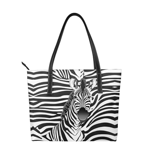 ZWLPNZZD Handtasche mit Zebramuster, hochwertiges PU-Leder, wasserdicht und langlebig, perfekt für Reisen, Arbeit und Freizeit, Schwarz, Einheitsgröße ZWLPNZZD Handtasche mit Zebramuster, hochwertiges PU-Leder, wasserdicht und langlebig, perfekt für Reisen, Arbeit und Freizeit, Schwarz, Einheitsgröße von ZWLPNZZD