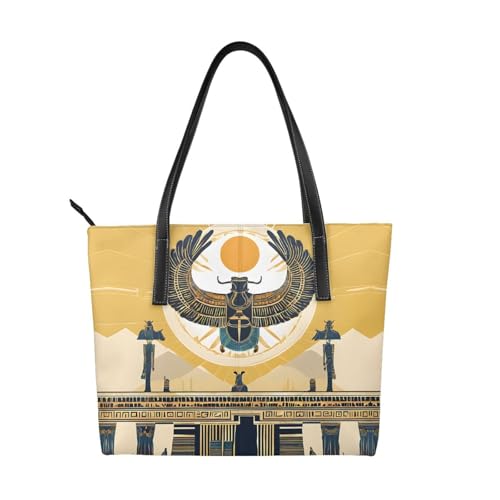 ZWLPNZZD Handtasche mit ägyptischem Skarabäus-Druck, hochwertiges PU-Leder, wasserdicht und langlebig, perfekt für Reisen, Arbeit und Freizeit, Schwarz, Einheitsgröße ZWLPNZZD Handtasche mit ägyptischem Skarabäus-Druck, hochwertiges PU-Leder, wasserdicht und langlebig, perfekt für Reisen, Arbeit und Freizeit, Schwarz, Einheitsgröße von ZWLPNZZD