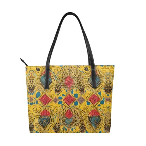 ZWLPNZZD Handtasche mit afrikanischem Webdruck, hochwertiges PU-Leder, wasserdicht und langlebig, perfekt für Reisen, Arbeit und Freizeit, Schwarz, Einheitsgröße ZWLPNZZD Handtasche mit afrikanischem Webdruck, hochwertiges PU-Leder, wasserdicht und langlebig, perfekt für Reisen, Arbeit und Freizeit, Schwarz, Einheitsgröße von ZWLPNZZD