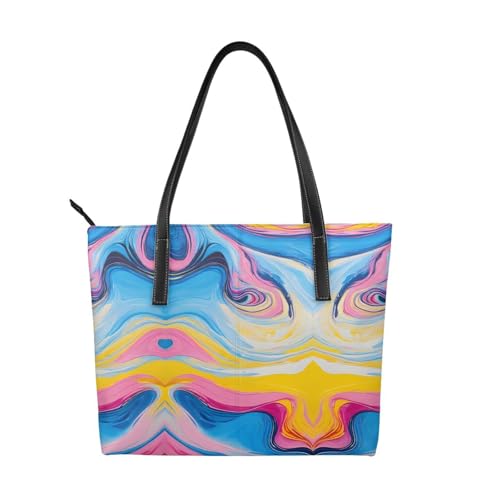 ZWLPNZZD Handtasche mit buntem Batikdruck, hochwertiges PU-Leder, wasserdicht und langlebig, perfekt für Reisen, Arbeit und Freizeit, Schwarz, Einheitsgröße ZWLPNZZD Handtasche mit buntem Batikdruck, hochwertiges PU-Leder, wasserdicht und langlebig, perfekt für Reisen, Arbeit und Freizeit, Schwarz, Einheitsgröße von ZWLPNZZD