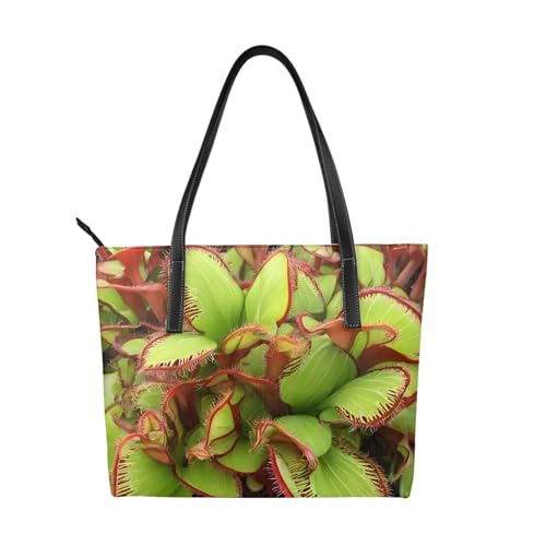 ZWLPNZZD Handtasche mit fleischfressendem Pflanzendruck, hochwertiges PU-Leder, wasserdicht und langlebig, perfekt für Reisen, Arbeit und Freizeit, Schwarz, Einheitsgröße ZWLPNZZD Handtasche mit fleischfressendem Pflanzendruck, hochwertiges PU-Leder, wasserdicht und langlebig, perfekt für Reisen, Arbeit und Freizeit, Schwarz, Einheitsgröße von ZWLPNZZD