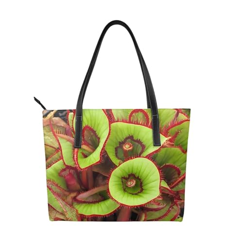 ZWLPNZZD Handtasche mit fleischfressendem Pflanzendruck, hochwertiges PU-Leder, wasserdicht und langlebig, perfekt für Reisen, Arbeit und Freizeit, Schwarz, Einheitsgröße ZWLPNZZD Handtasche mit fleischfressendem Pflanzendruck, hochwertiges PU-Leder, wasserdicht und langlebig, perfekt für Reisen, Arbeit und Freizeit, Schwarz, Einheitsgröße von ZWLPNZZD