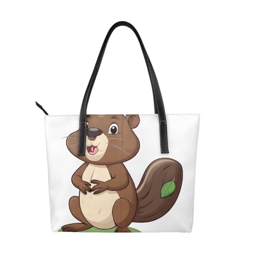 ZWLPNZZD Handtasche mit frecher Biber-Aufdruck, hochwertiges PU-Leder, wasserdicht und langlebig, perfekt für Reisen, Arbeit und Freizeit, Schwarz, Einheitsgröße ZWLPNZZD Handtasche mit frecher Biber-Aufdruck, hochwertiges PU-Leder, wasserdicht und langlebig, perfekt für Reisen, Arbeit und Freizeit, Schwarz, Einheitsgröße von ZWLPNZZD
