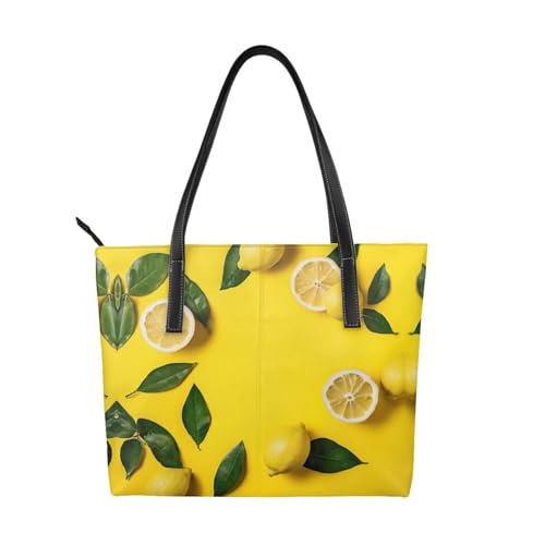 ZWLPNZZD Handtasche mit gelbem Zitronenmuster, hochwertiges PU-Leder, wasserdicht und langlebig, perfekt für Reisen, Arbeit und Freizeit, Schwarz, Einheitsgröße ZWLPNZZD Handtasche mit gelbem Zitronenmuster, hochwertiges PU-Leder, wasserdicht und langlebig, perfekt für Reisen, Arbeit und Freizeit, Schwarz, Einheitsgröße von ZWLPNZZD
