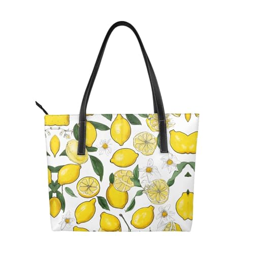 ZWLPNZZD Handtasche mit gelbem Zitronenmuster, hochwertiges PU-Leder, wasserdicht und langlebig, perfekt für Reisen, Arbeit und Freizeit, Schwarz, Einheitsgröße ZWLPNZZD Handtasche mit gelbem Zitronenmuster, hochwertiges PU-Leder, wasserdicht und langlebig, perfekt für Reisen, Arbeit und Freizeit, Schwarz, Einheitsgröße von ZWLPNZZD